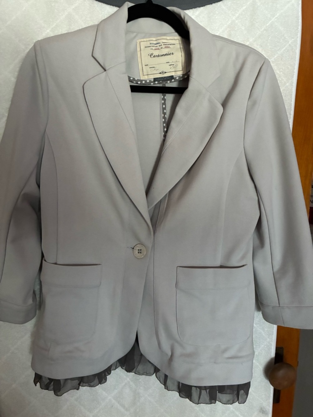 Cartonnier Light Gray Single-Button Women's Blazer